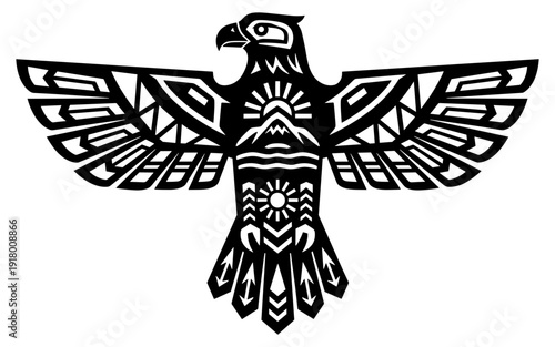 Photos Native American Thunderbird Symbol Silhouette, Tribal Eagle Totem Design, Black