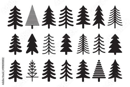 Set of abstract christmas tree icons christmas tree silhouette design collection pine tree forest elements