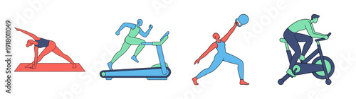 Minimalist Flat Vector Fitness Activity Element Kit for Health and Wellness Digital Marketing