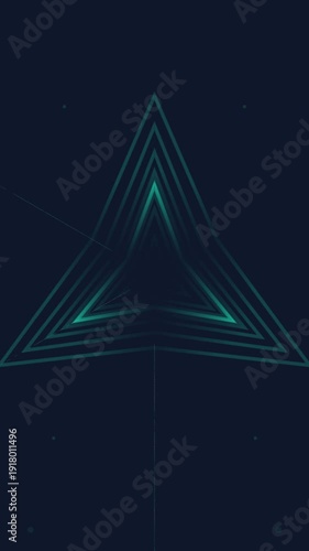 Glowing Teal Triangles Pulsating in Dark Space