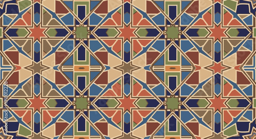 Celebrating Ramadhan with vibrant geometric patterns and cultural designs in a festive illustration