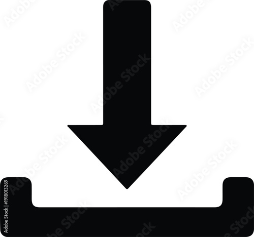 silhouette black download icon symbol for web and mobile interface vector design