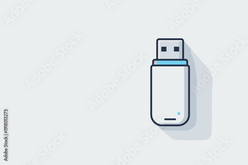 US Bfl ashdrive silhouette shown in astr aight fr ont view with cle anc apless form positi oned in the right third ofa 3: 2 canv