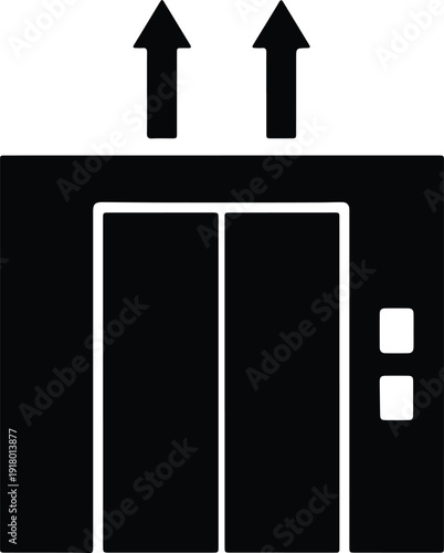 silhouette elevator doors with up arrows for building navigation vector design