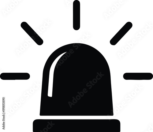 silhouette emergency flashing police siren light for safety and security vector design