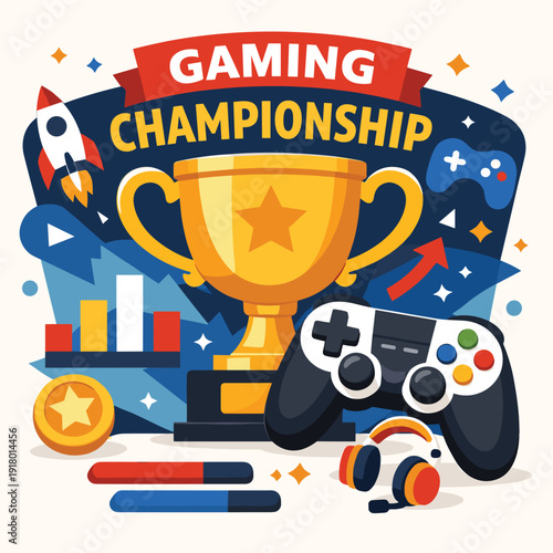 Gaming championship trophy and gaming accessories