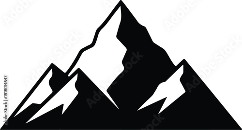 silhouette mountain range peaks for outdoor adventure and hiking vector design