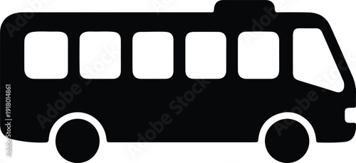 silhouette of a city public transport bus for travel icons vector design