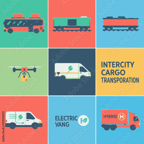 Various Vehicles for Intercity Cargo Transport.