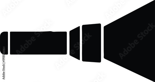 silhouette of a portable flashlight emitting a bright beam vector design