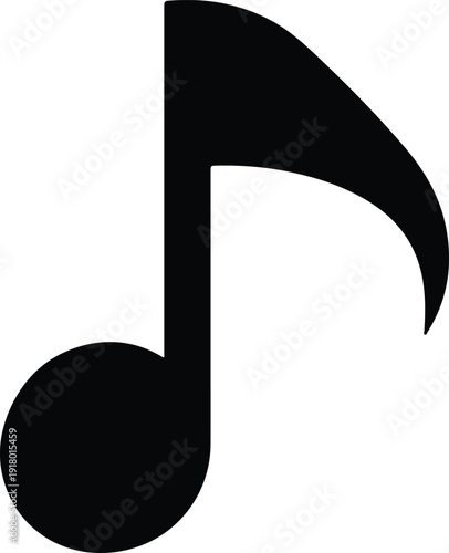 silhouette single musical eighth note icon isolated on white background vector design