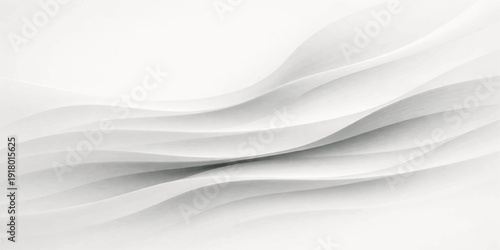 Smooth abstract white silk background with blue and gray wavy curves creating a digital motion pattern for a professional business technology banner template