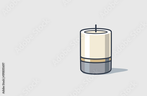 C andle inholder shown in astr aight fr ont viewemph asiz ing cle anvertic al form bal ancedholder andcenteredwick positi oned in