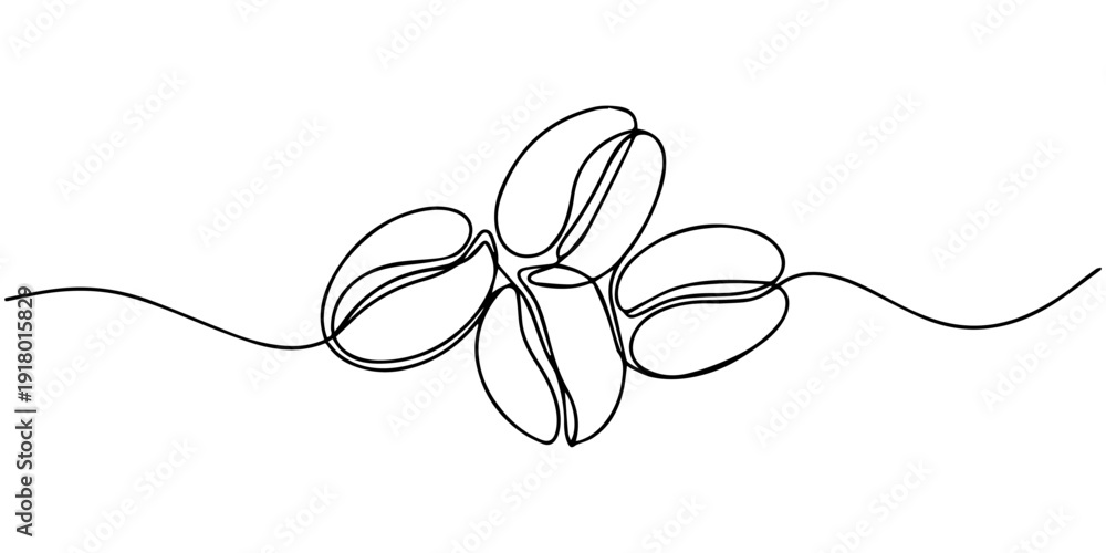 Obraz premium continuous line of coffee beans. one line drawing of coffee beans. line art of coffee beans. one line Icon drawing