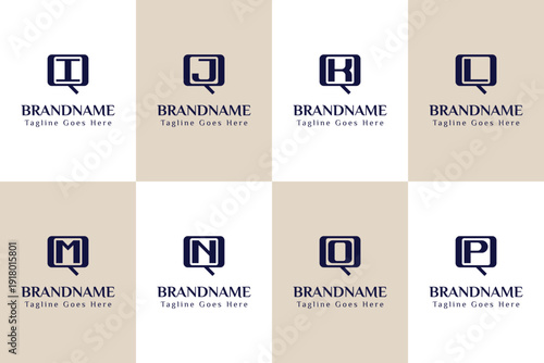 Letters QI QJ QK QL QM QN QO QP Monogram Logo Set, for IQ JQ KQ LQ MQ NQ OQ PQ initials