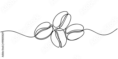 continuous line of coffee beans. one line drawing of coffee beans. line art of coffee beans. one line Icon drawing