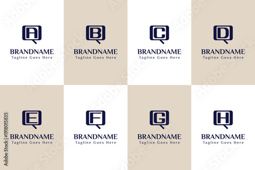 Letters QA QB QC QD QE QF QG QH Monogram Logo Set, for AQ BQ CQ DQ EQ FQ GQ HQ initials