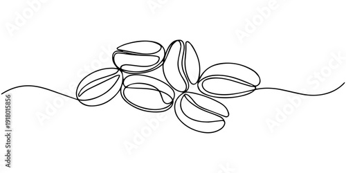 continuous line of coffee beans. one line drawing of coffee beans. line art of coffee beans. one line Icon drawing