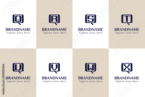 Letters QQ QR QS QT QU QV QW QX Monogram Logo Set, for QQ RQ SQ TQ UQ VQ WQ XQ initials