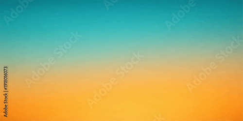 A beautiful abstract landscape features a vibrant orange sunset sky with colorful clouds reflecting over a summer sea at dusk