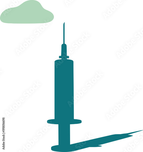 Syr inge silhouette withoutm ark ings st and ing up right with gentle tilt positi oned in the left third ona 3: 2 canv as with