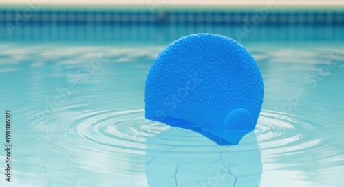 Wallpaper Mural Bright Blue Swim Cap Floating on Pool Water Torontodigital.ca