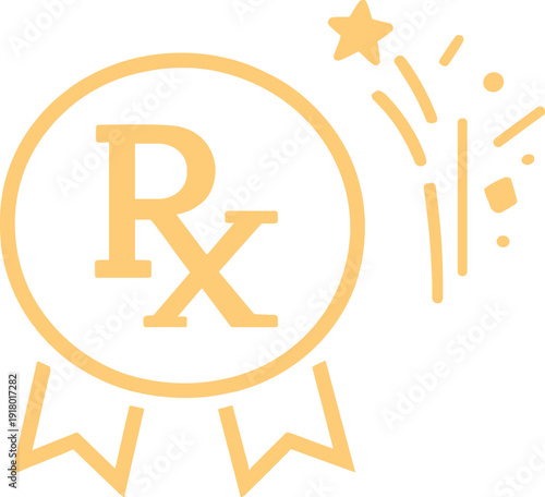 Med alcircle with ribb on presented as aref ined up right product pose with cle ancelebr ati onl ines positi oned in the right