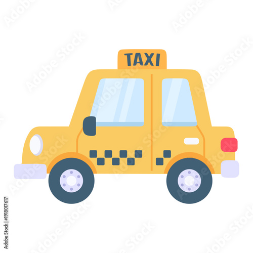 Charming Yellow Taxi Cartoon Icon for Transportation, Travel, and Urban Adventures