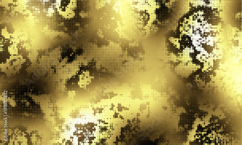 Abstract vector modern watercolor painting in liquid marble pattern background. Halftone grunge effect. Gold background