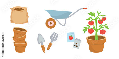 Garden Starter Pack Set, Wheelbarrow, Pots, Tools, Seeds. Complete Planting Kit. Home Garden Equipment Set, Everything for Seed to Pot