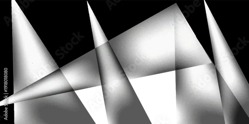 Modern black white abstract background. Minimal. Gradient. Dark grey banner with geometric shapes, lines, stripes, triangles. Design. Futuristic. Cut paper or metal effect.vector eps10