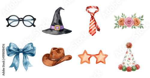Watercolor Fashion Accessories and Party Props Collection