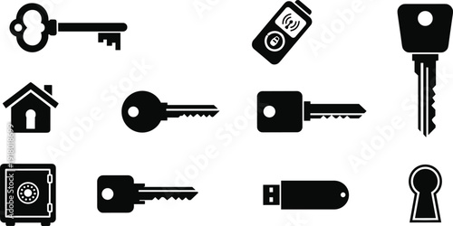 Security, Lock and Hardware Icon Sheet key, safe, lock, security, usb, flash drive, house, door, access, protection