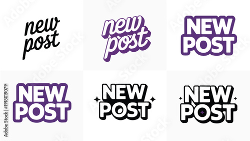 New post social media notification labels and stickers set