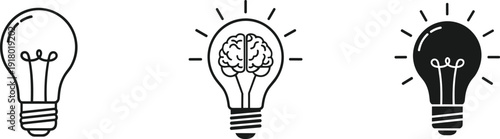 Human brain inside light bulb icon representing creative mind, intelligence, creativity, thinking, logic, psychology, smart, idea, concept