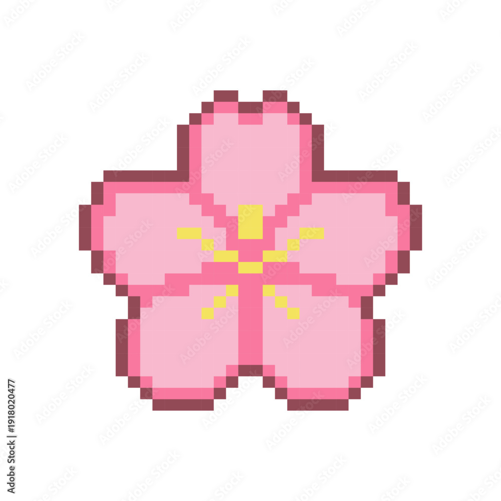 Fototapeta premium Pink Sakura Flower Blossom Symbol Pixel
