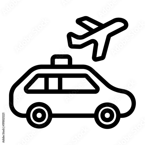 Airport transfer car Line Icon