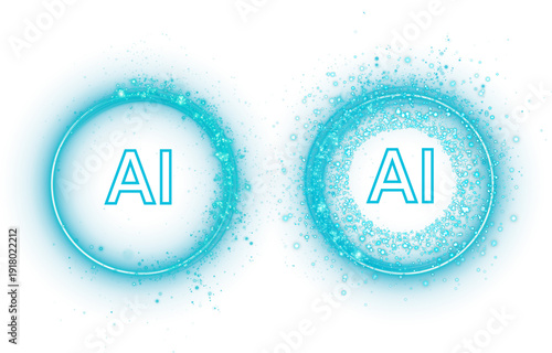 Obraz na plátně blue AI buttons, Artificial intelligence logo new technology AI logo,