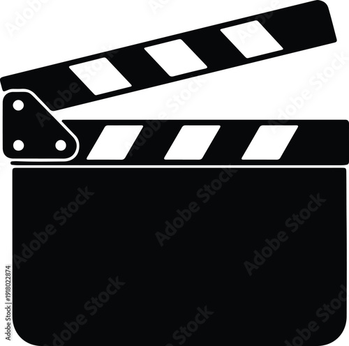 silhouette movie film clapperboard icon for cinema and video production vector design