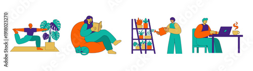 Flat Vector Lifestyle and Productivity Character Element Kit for Work Life Balance Concept