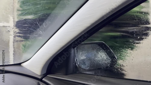 car wash facility viewed from inside car