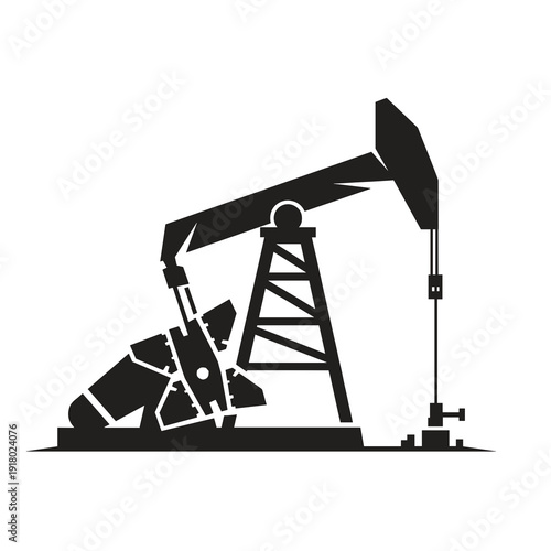Heavy duty oil pump jack silhouette on white