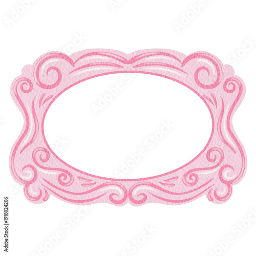 Elegant Decorative oval Frame Vintage Ornate Pink Frame.  Pink Border Vintage Frame.