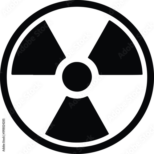 silhouette radioactive warning symbol icon for industrial hazard safety vector design