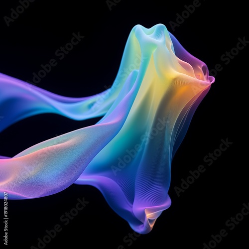 iridescent fluid waves on black background