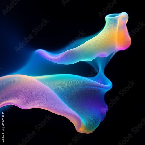 iridescent fluid waves on black background