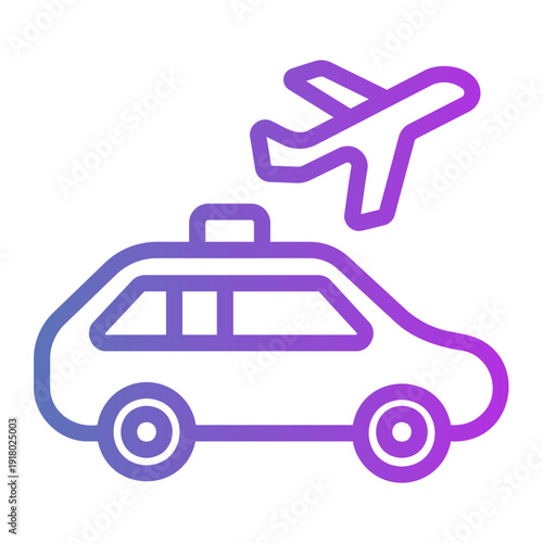Airport transfer car Line Gradient Icon
