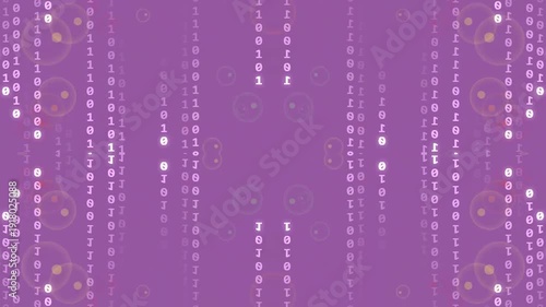 Vibrant binary code background with dynamic purple hue and futuristic design