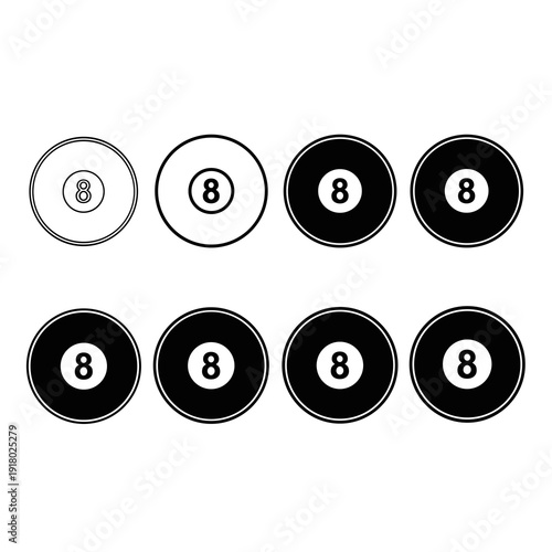 Row of Different Billiard Ball Styles