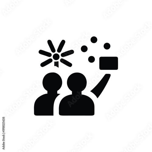 Group of friends taking selfie under fireworks display